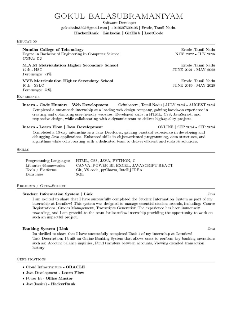 Gokul's Resume - Gokul Gokul | PDF | Computer Programming | Web Development