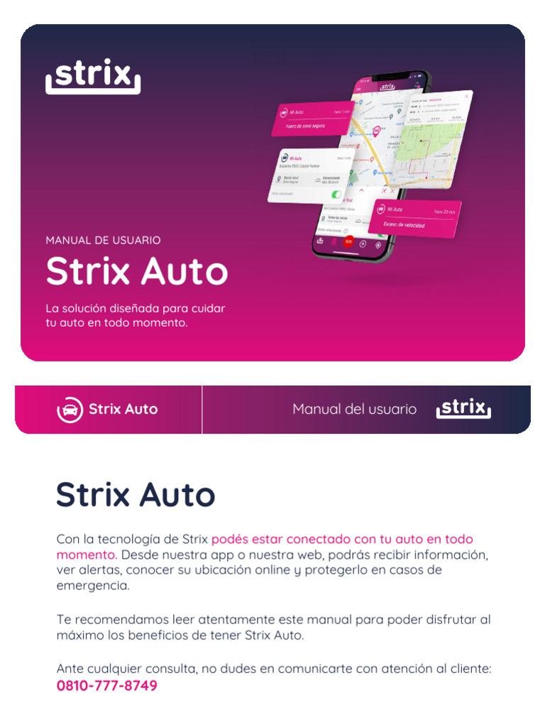 Manual de Usuario Strix Auto: Conexión y Seguridad | PDF | Aplicación movil