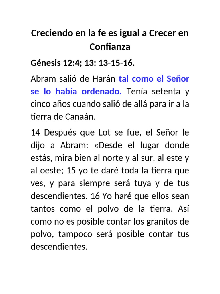 Creciendo en La Fe Es Igual A Crecer en Confianza | PDF | Abrahán ...