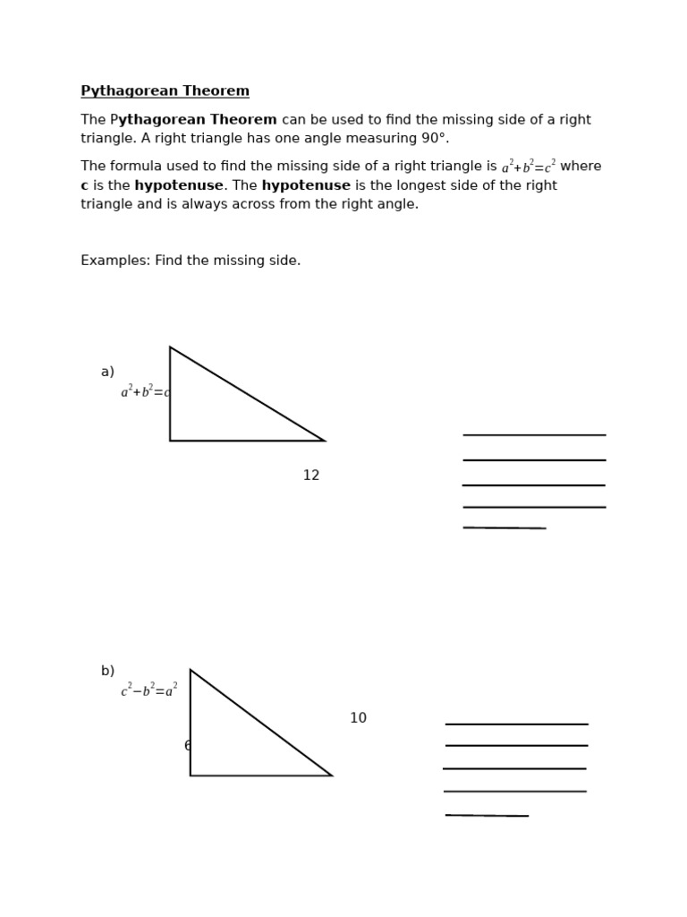 Pythagorean Theorem Notes | PDF