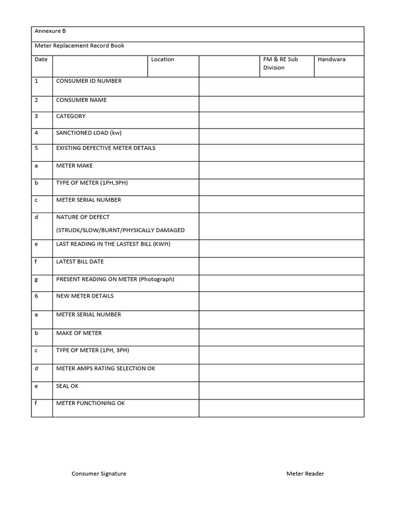 Meter Form | PDF