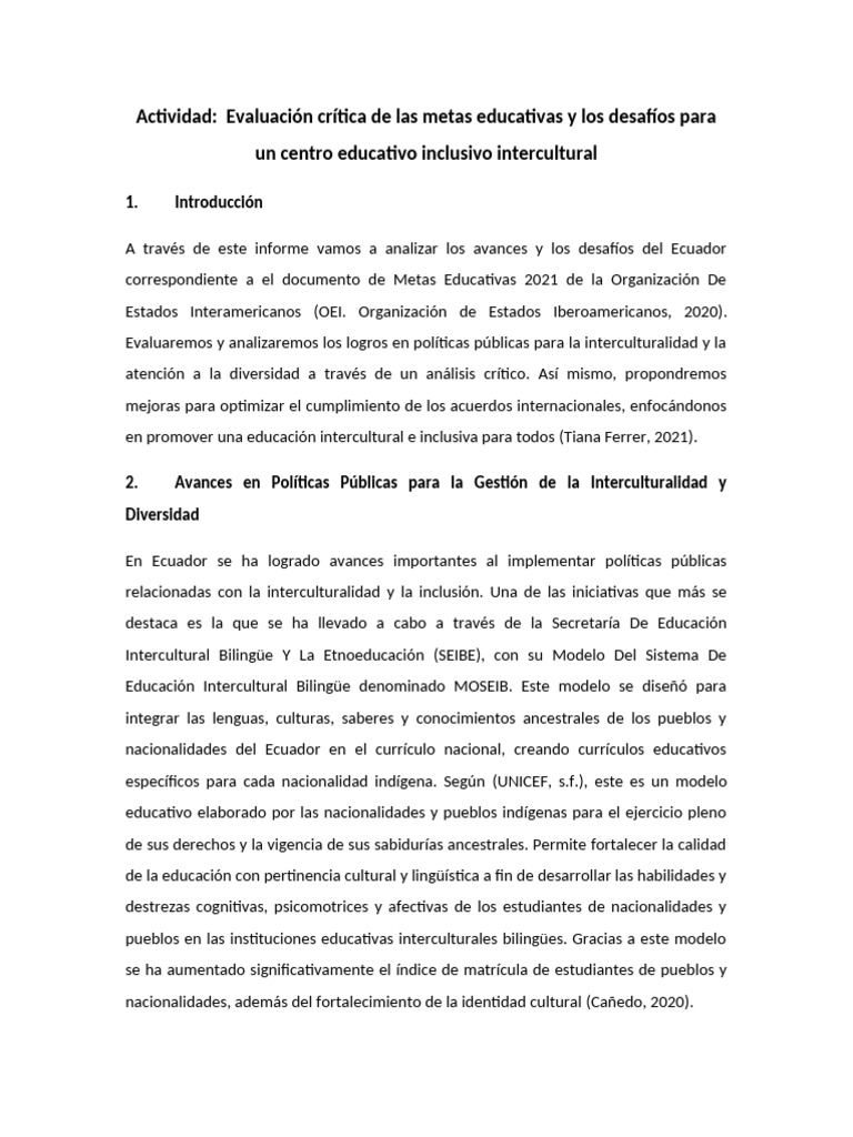 Desafíos y Avances en Educación Inclusiva en Ecuador | PDF | Plan de ...