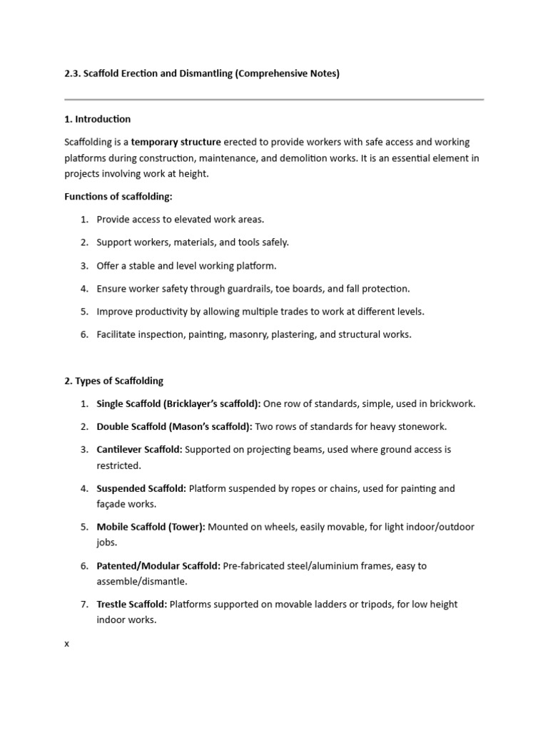 Scaffold Erection and Dismantling Guide | PDF | Scaffolding