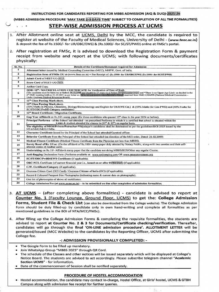 MBBS Admission Form 2025-26 | PDF