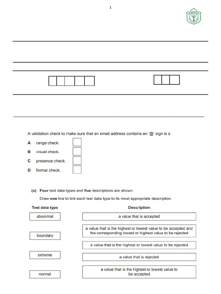 IGCSE Computer Science Revision Worksheet | PDF