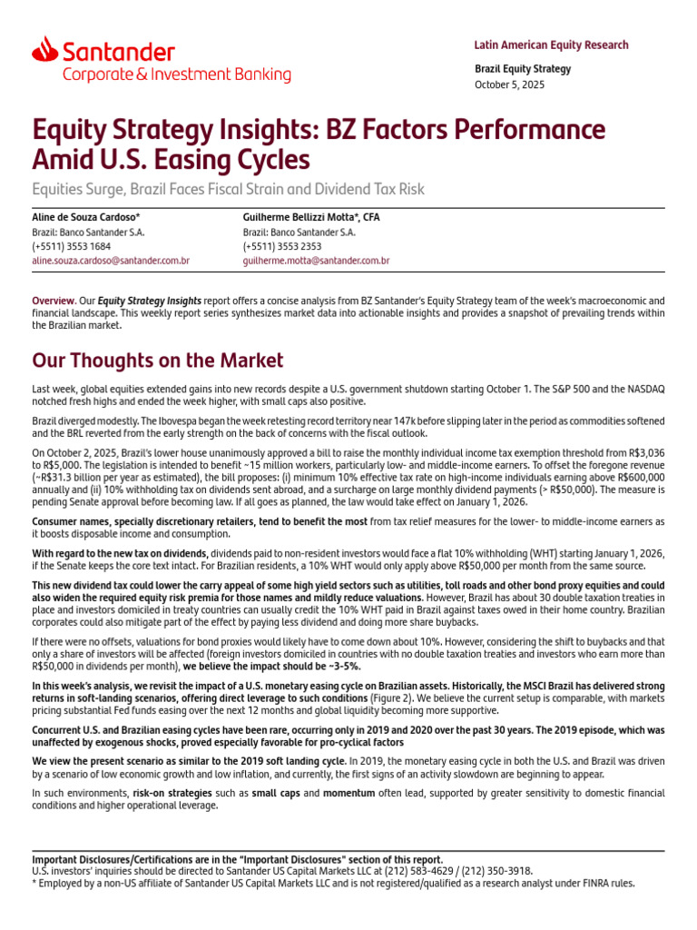 Santander Equity Strategy Insights BZ Factors Performance Amid U | PDF ...