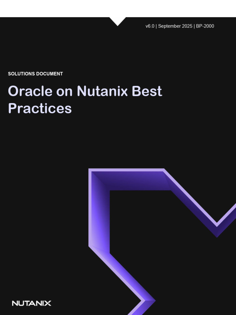 Oracle on Nutanix Best Practices Guide | PDF | Databases | Virtual Machine