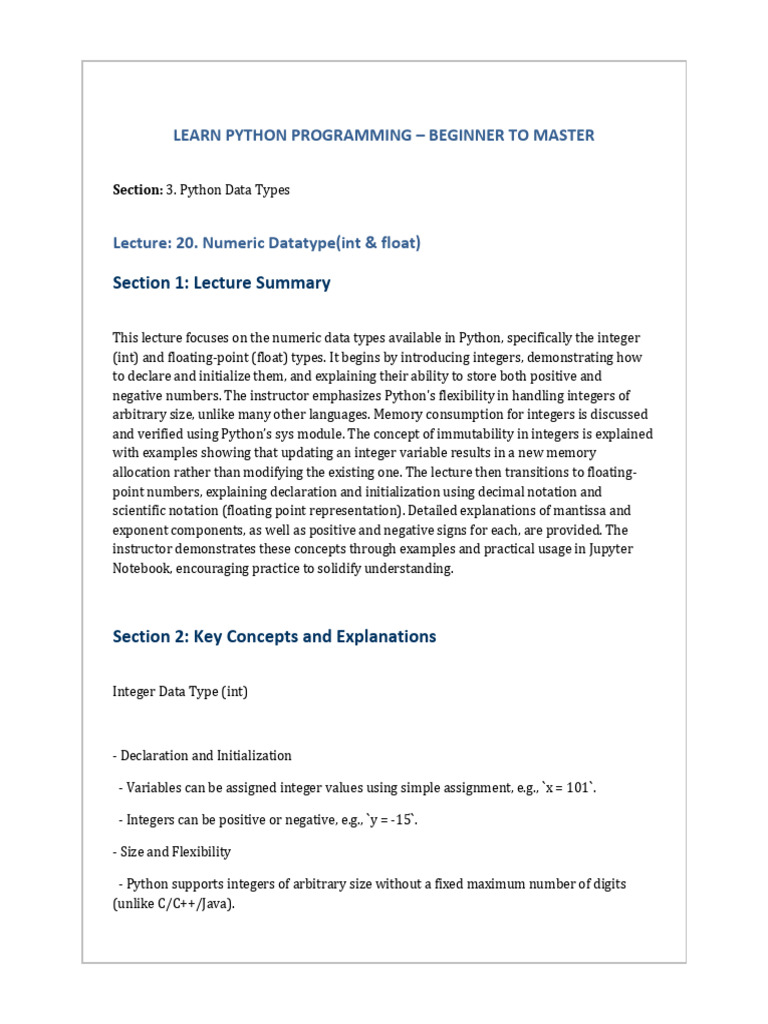 Python Numeric Data Types Explained | PDF | Integer (Computer Science ...