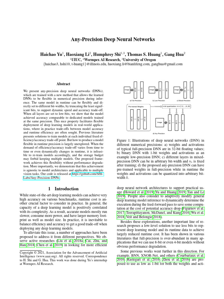 Any-Precision Deep Neural Networks | PDF | Deep Learning | Machine Learning