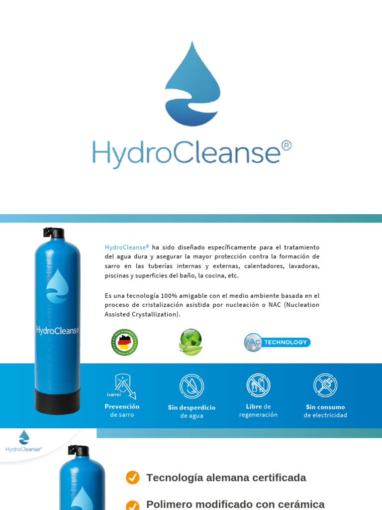 HydroCleanse®: Solución Ecológica Antisarro | PDF | Agua | Uso ...