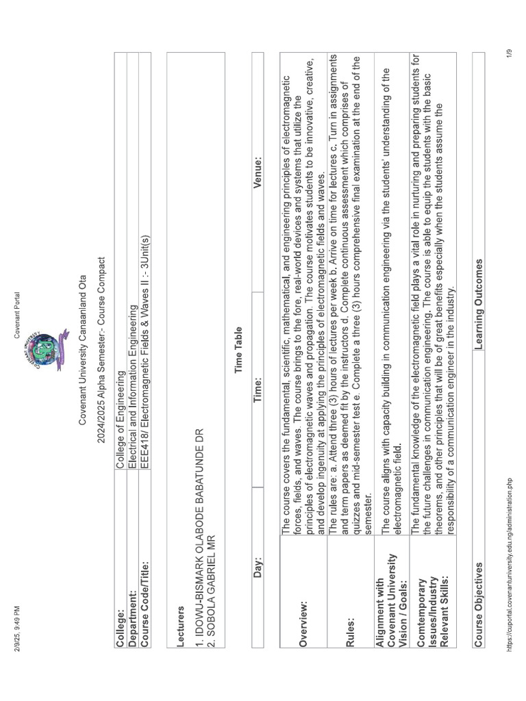 Eee 418 Course Compact | PDF