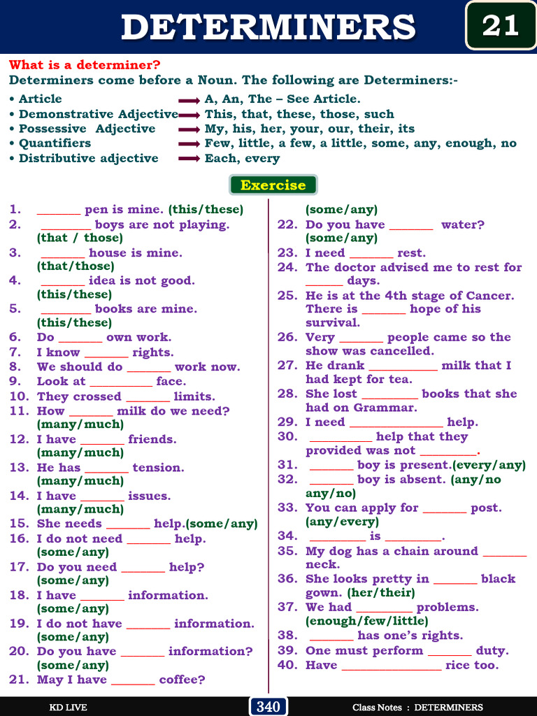 Understanding Determiners in English | PDF | Linguistic Morphology ...