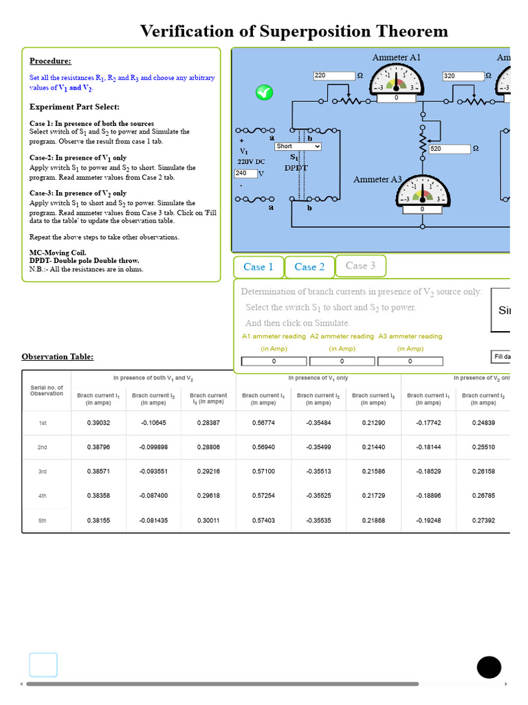 Superposition Theorem Verification Guide | PDF | Electrical Engineering ...