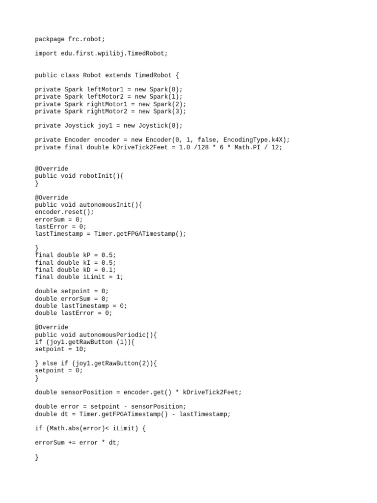 FRC Robot Control with PID and Encoders | PDF