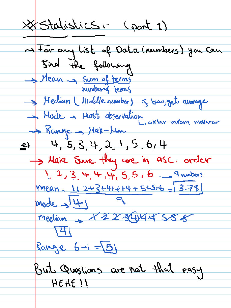 Statistics Note | PDF