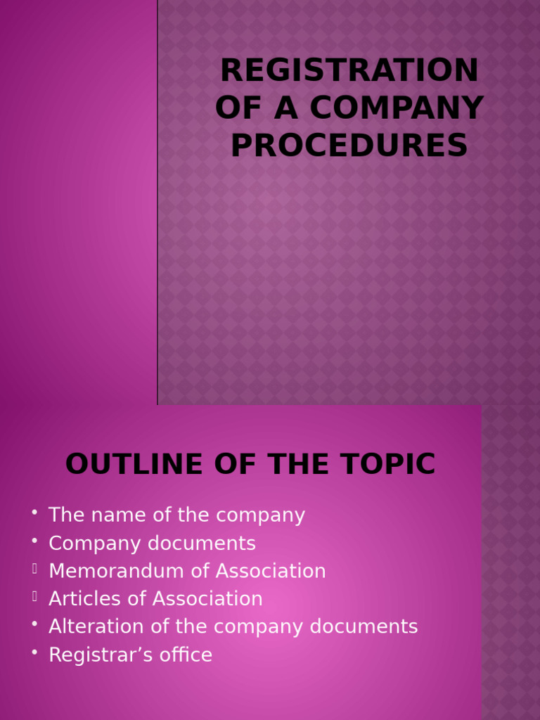Company Registration Procedures Guide | PDF | Articles Of Association ...