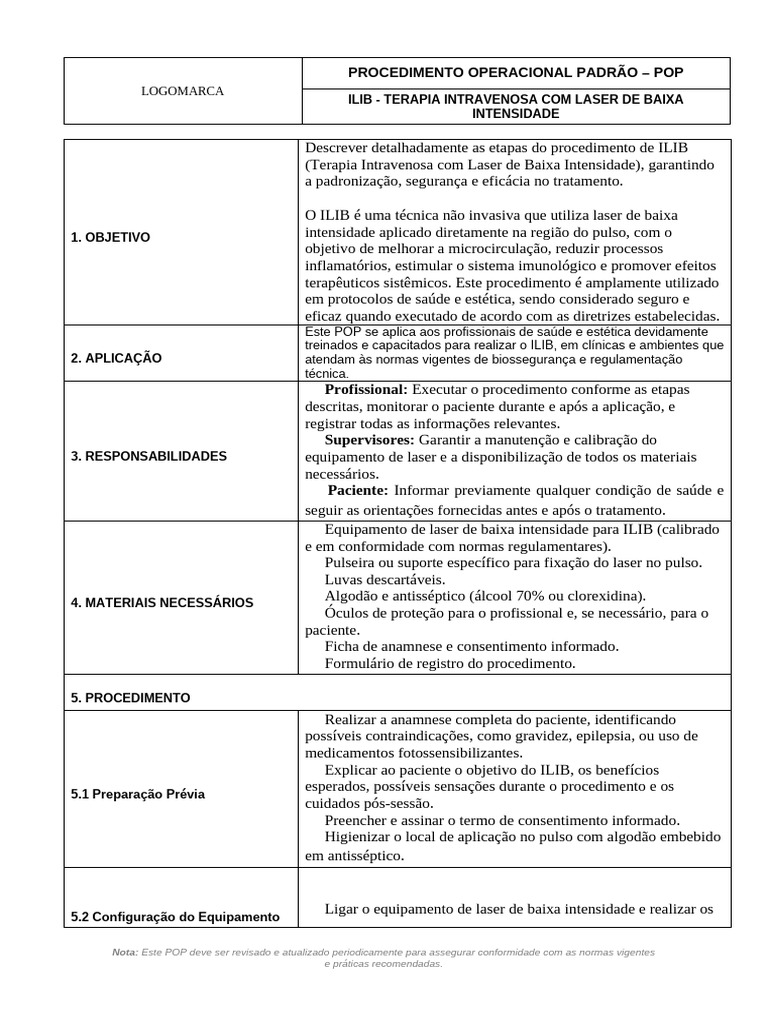 Procedimento ILIB: Terapia a Laser | PDF | Consentimento Livre e ...