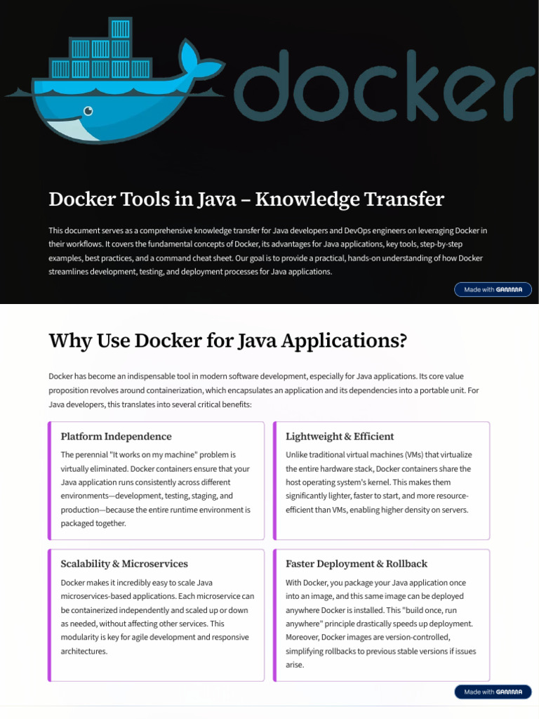 Docker Tools in Java Knowledge Transfer | PDF | Java (Programming ...