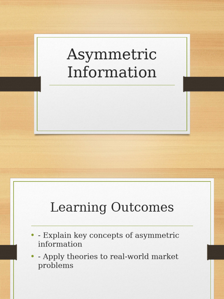 Understanding Asymmetric Information in Markets | PDF | Adverse ...