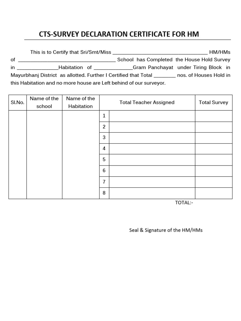 Cts Declaration Certificate | PDF