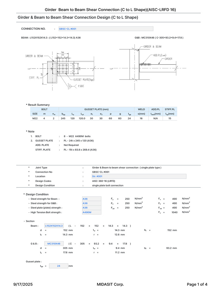 Girder Beam Shear Connection Design Guide | PDF | Beam (Structure ...
