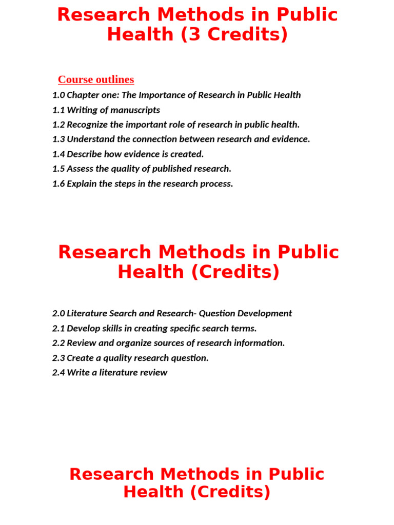 Public Health Research Methods Course | PDF | Qualitative Research ...