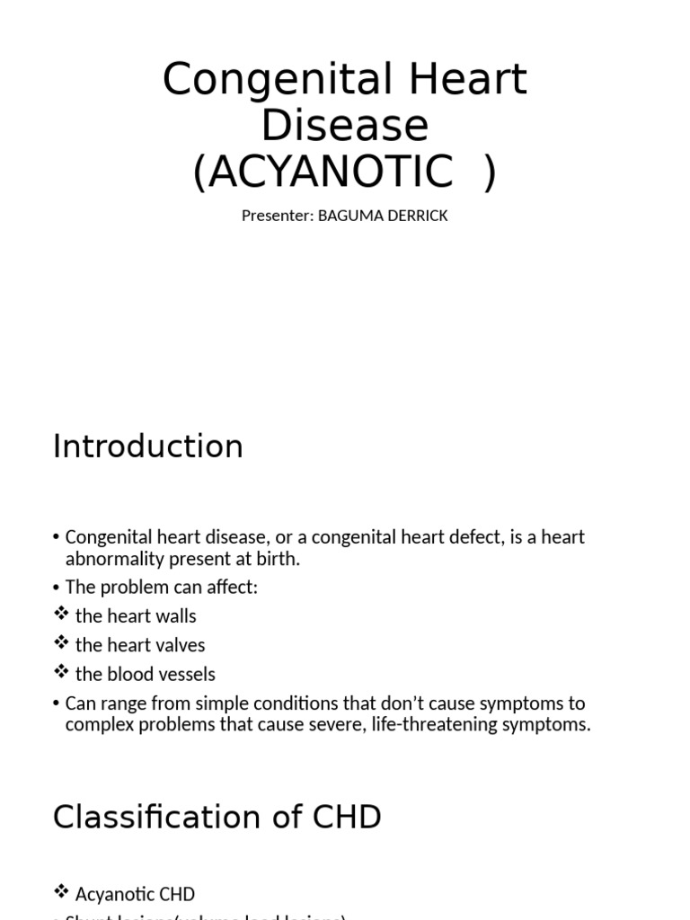 Acyanotic Heart Disease Overview | PDF | Congenital Heart Defect | Heart