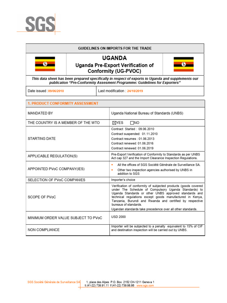 Uganda Pre-Export Verification Guidelines | PDF | Ad Valorem Tax ...