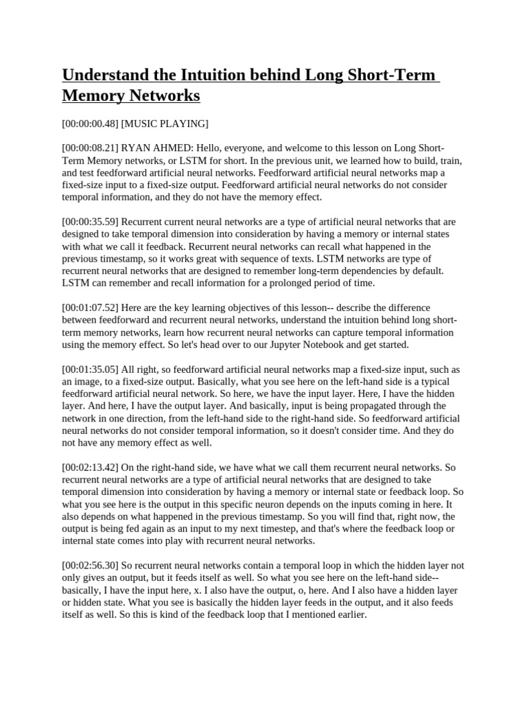 Understand The Intuition Behind Long Short-Term Memory Networks | PDF ...