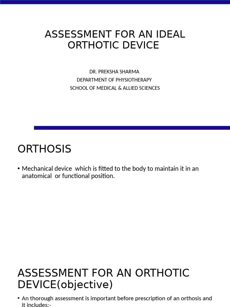 Ideal Assessment for Orthotic Devices | PDF | Hand | Thumb