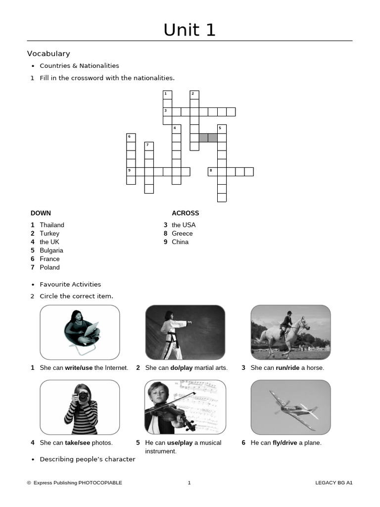 Legacy A1 Teacher's Book Unit 1 | PDF | Grammatical Number | Plural