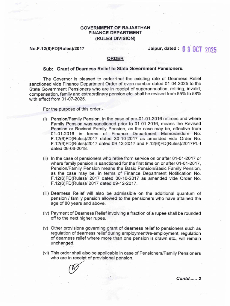 Government of Rajasthan Finance Department (Rules Division) No.F.12 (8 ...