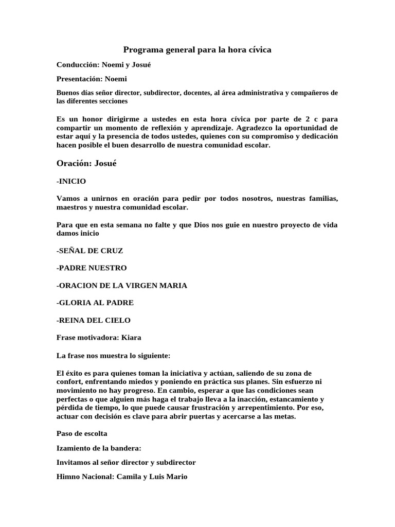 Programa de Hora Cívica Escolar | PDF | Perú