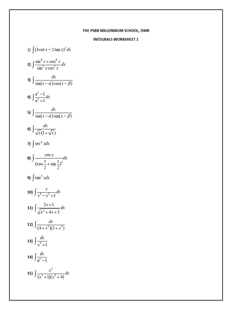 Ws9 Integrals | PDF