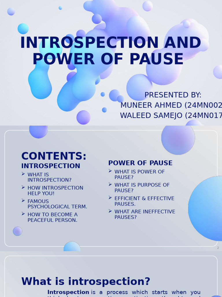 Introspection and Power of Pause | PDF | Cognitive Psychology ...