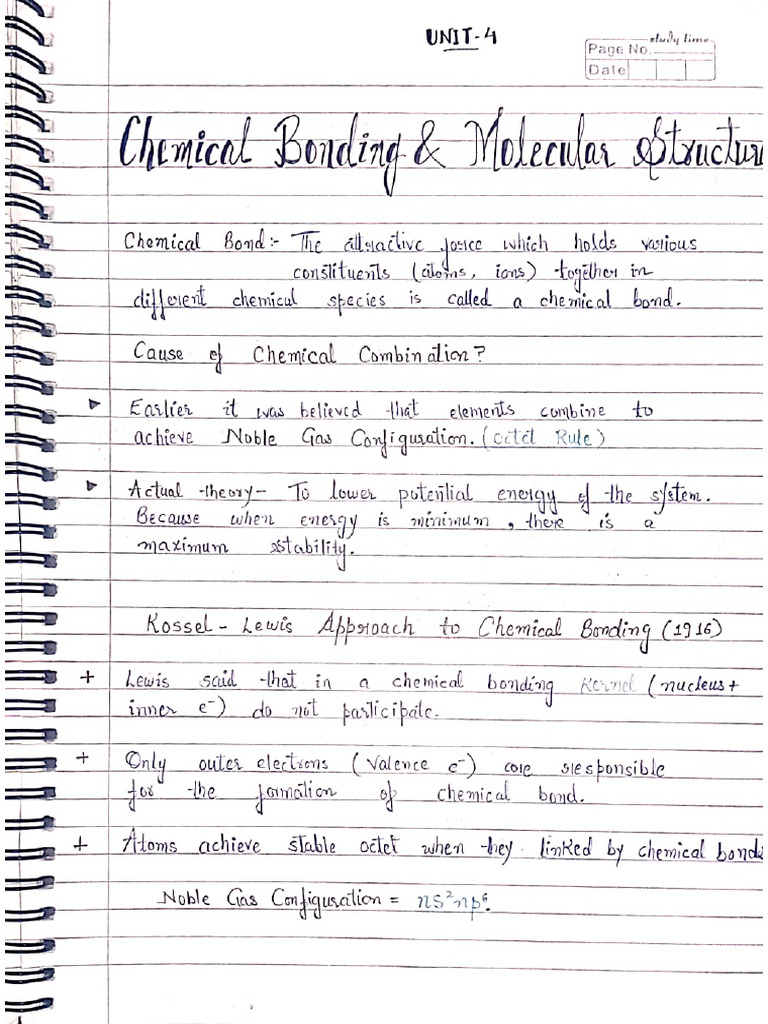 Class 11 Chemical Bonding Notes PDF | PDF