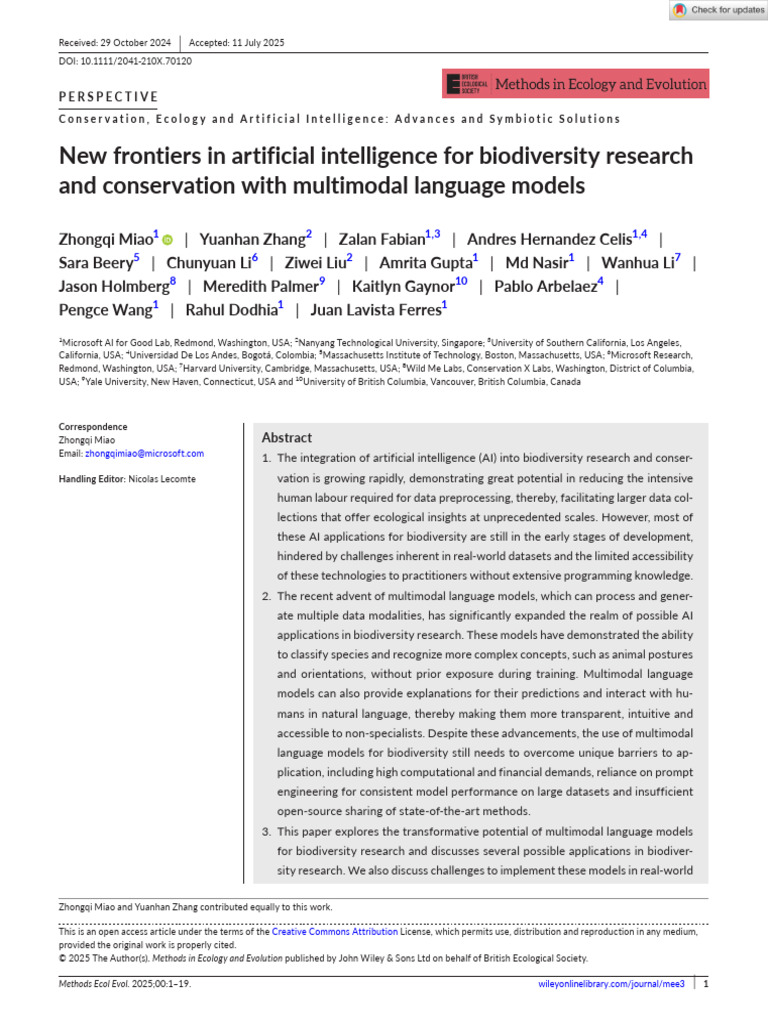 AI and Multimodal Models in Biodiversity | PDF | Artificial ...