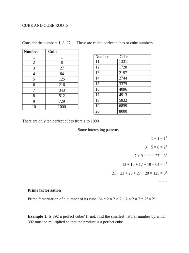 Understanding Cube and Cube Roots | PDF | Numbers | Mathematics