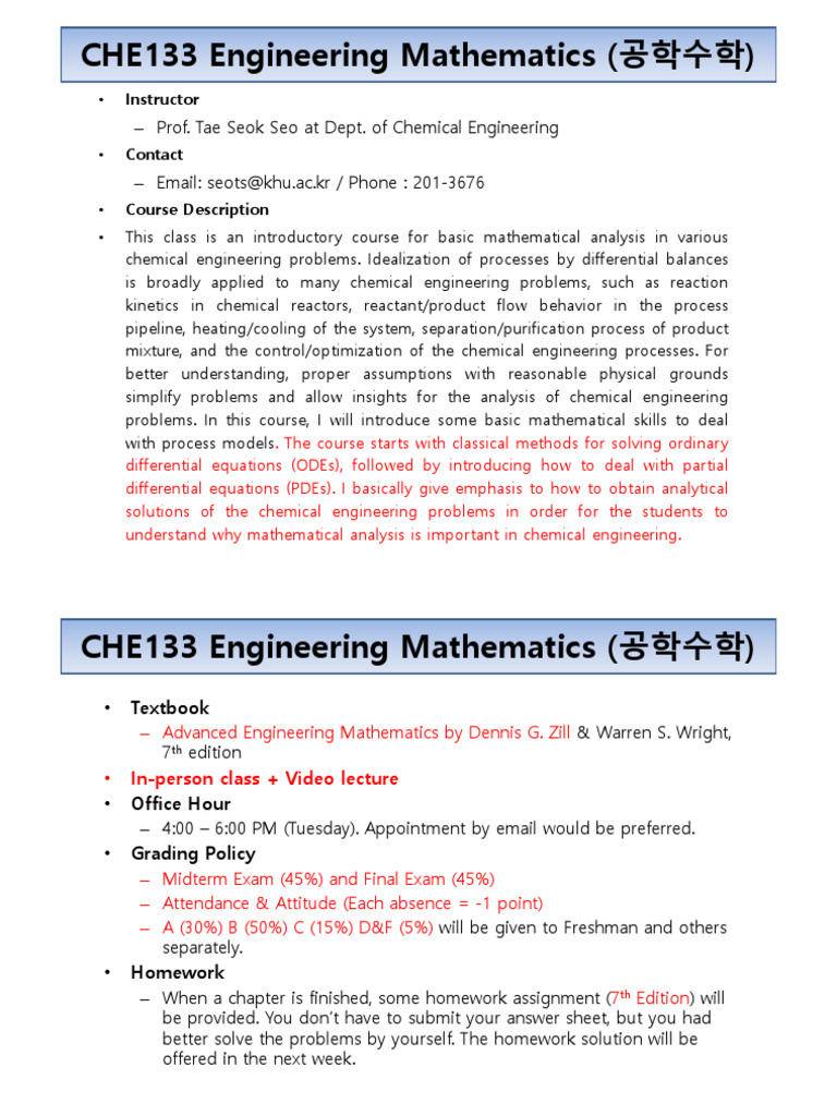 Engineering Mathematics for Chemical Engineers | PDF | Nonlinear System ...