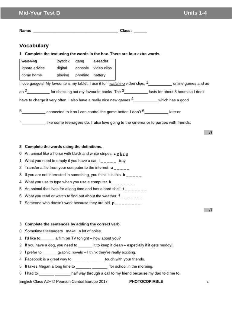 ECA2+ Tests Mid-Year Test B | PDF