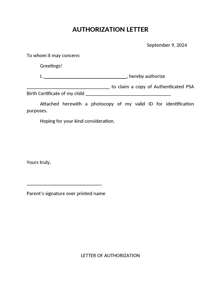 Authorization for PSA Certificate Collection | PDF