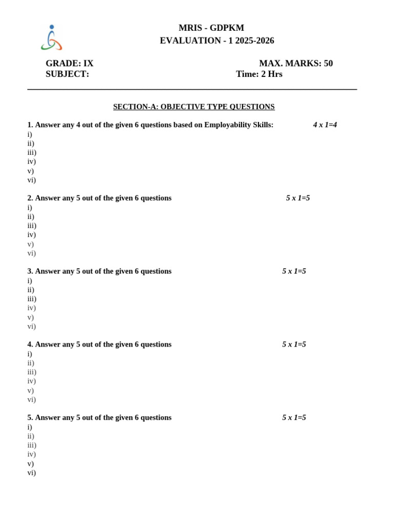 9TH Term I-It QP | PDF