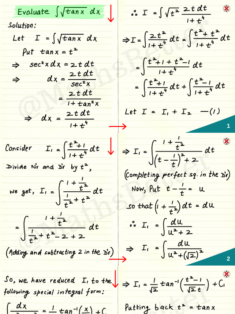 Integration of Square Root of Tan X | PDF