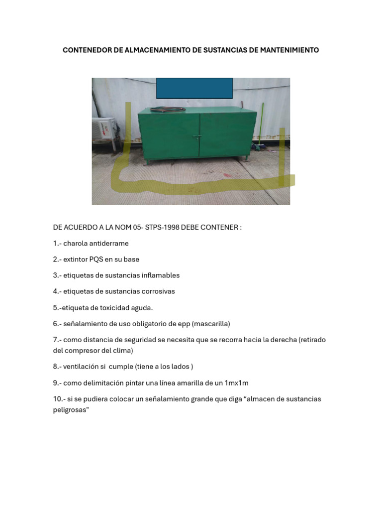 Medidas de Seguridad para El Contenedor de Almacenamiento de Sustancias ...