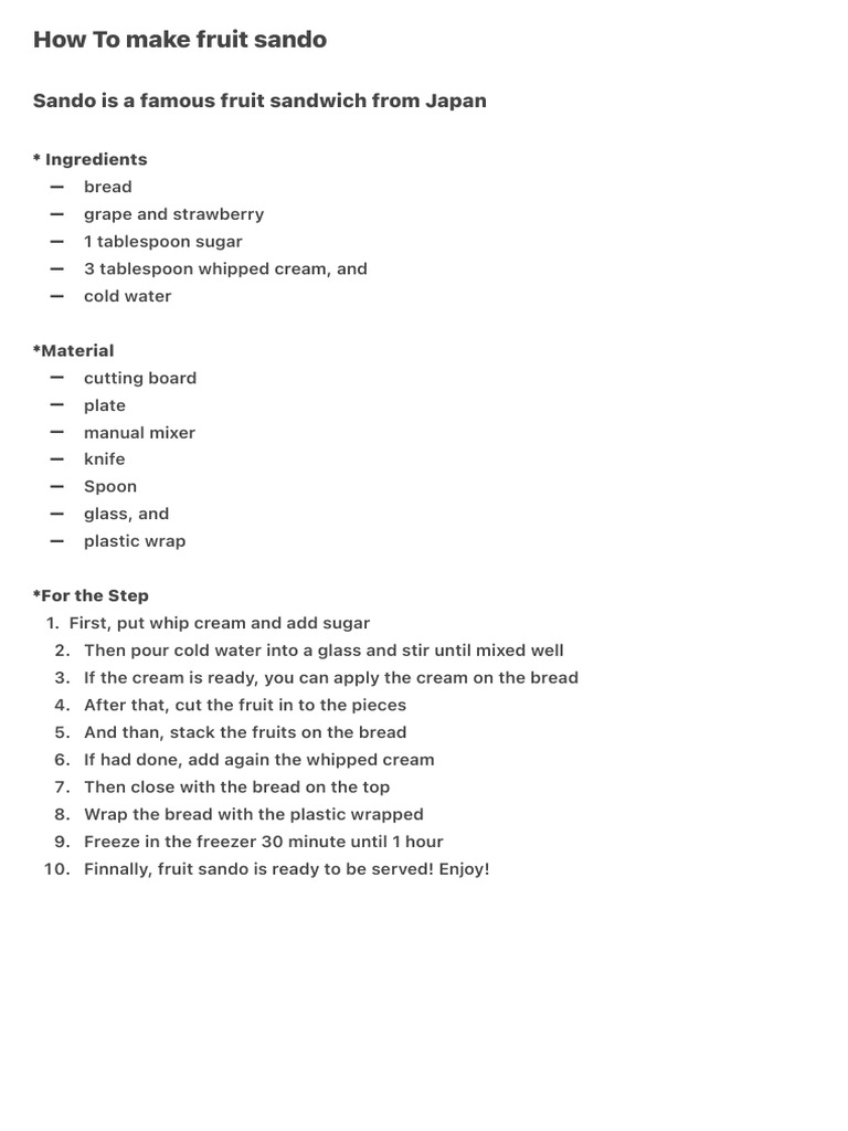How To Make Fruit Sando 3 | PDF