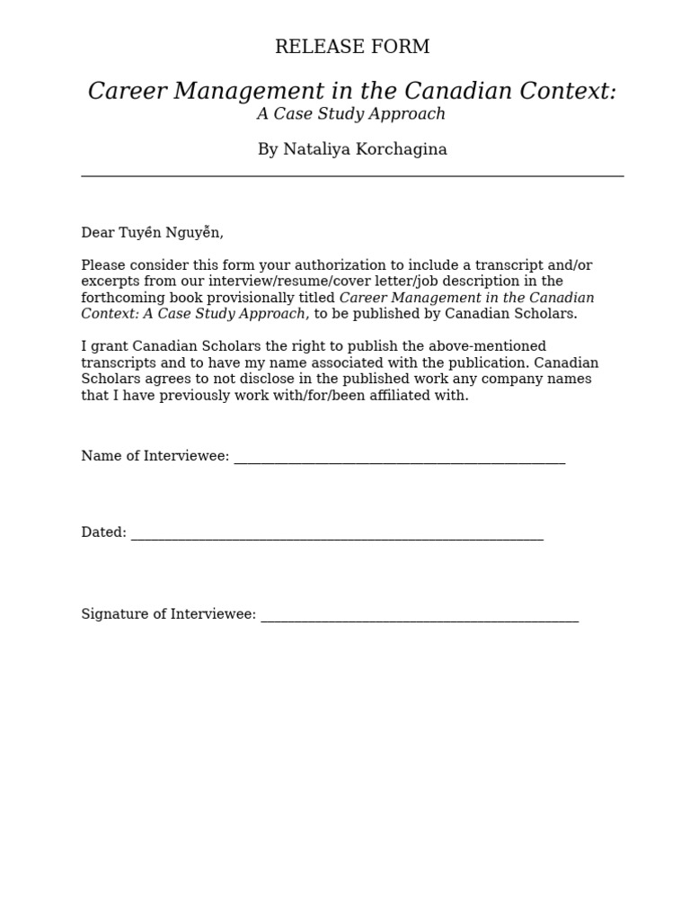 Release Form Template Tracy | PDF