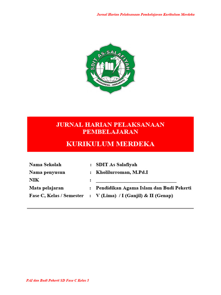 Jurnal Mengajar Harian Kurikulum Merdeka | PDF