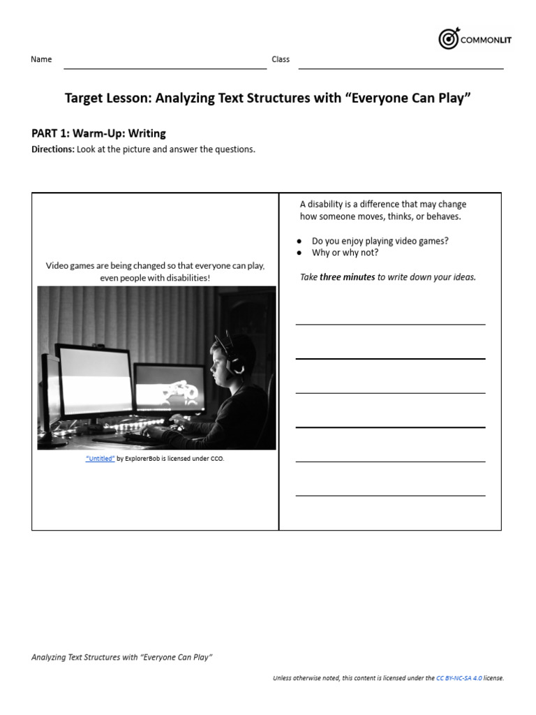 Everyone Can Play Target Lesson STUDENT COPY | PDF | Creative Commons ...