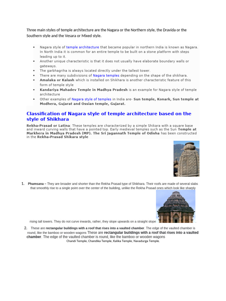 Overview of Nagara Temple Architecture | PDF