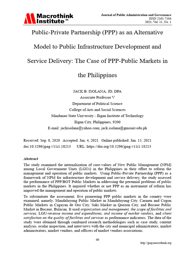 PPP Impact on Philippine Public Markets | PDF | Public–Private ...